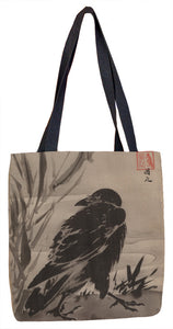 Crow and Reeds by a Stream Tote Bag